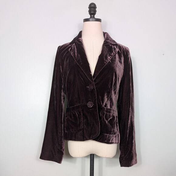 Y2K Velvet Blazer Jacket 6 Brown Goth Grunge Whimsigoth Glam Victorian Romantic - Picture 1 of 11
